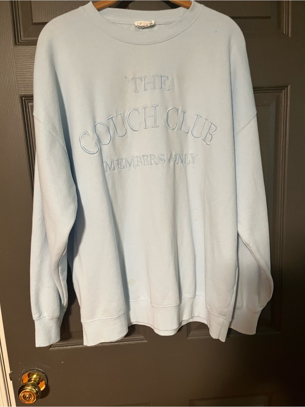 Reflex Light Blue Embroidered "The Couch Club" Crewneck